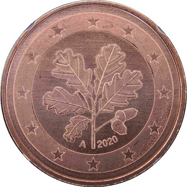 Германия 5 Евро цент (2020) "A" KM#