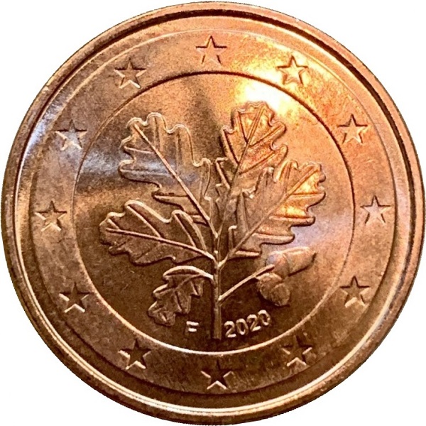 Германия 5 Евро цент (2020) "F" KM#