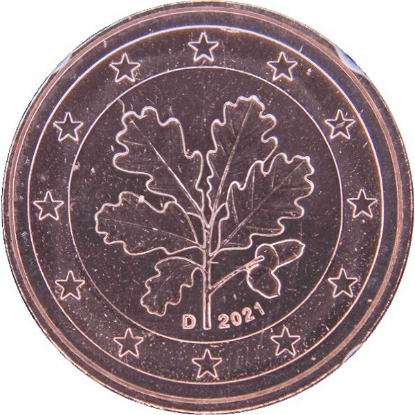 Germany 1 Euro cent (2021) "D" KM#