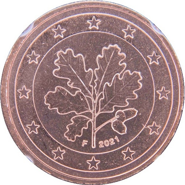 Германия 1 Евро цент (2021) "F" KM#