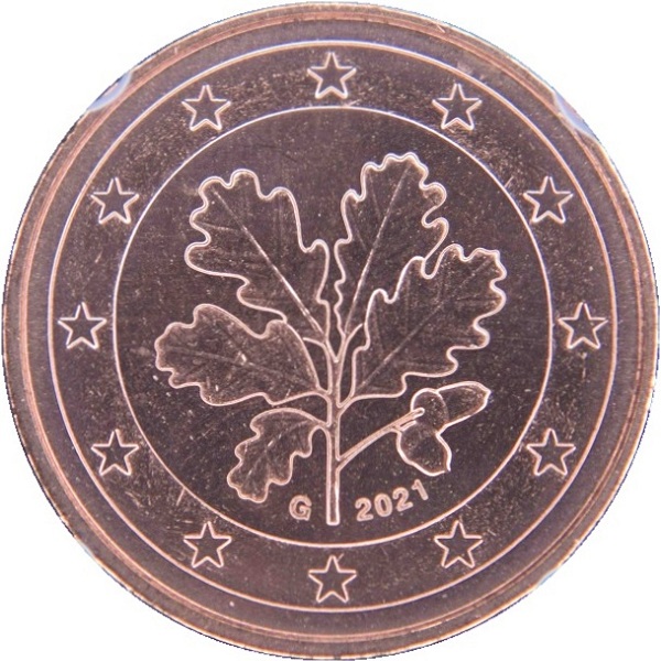 Германия 1 Евро цент (2021) "G" KM#