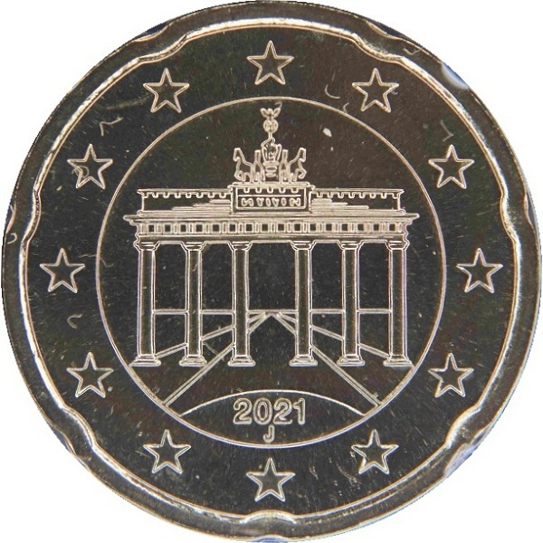 Germany 20 Euro cent (2021) "J" KM#