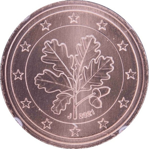 Germany 2 Euro cent (2021) "J" KM#
