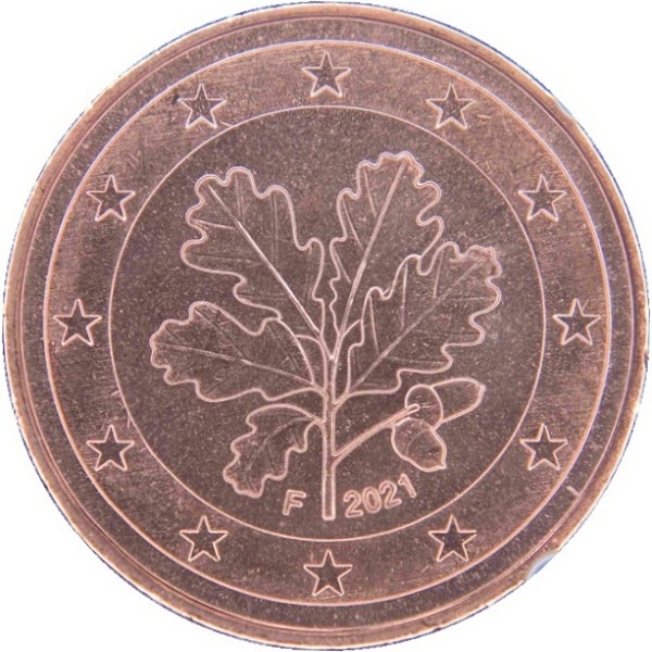 Германия 5 Евро цент (2021) "F" KM#