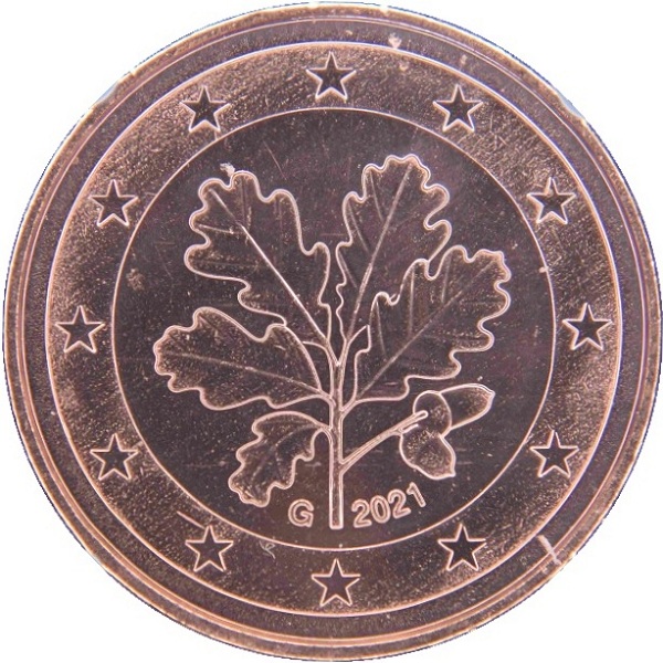 Германия 5 Евро цент (2021) "G" KM#