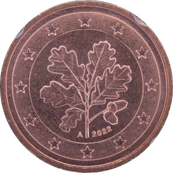 Германия 1 Евро цент (2022) "A" KM#