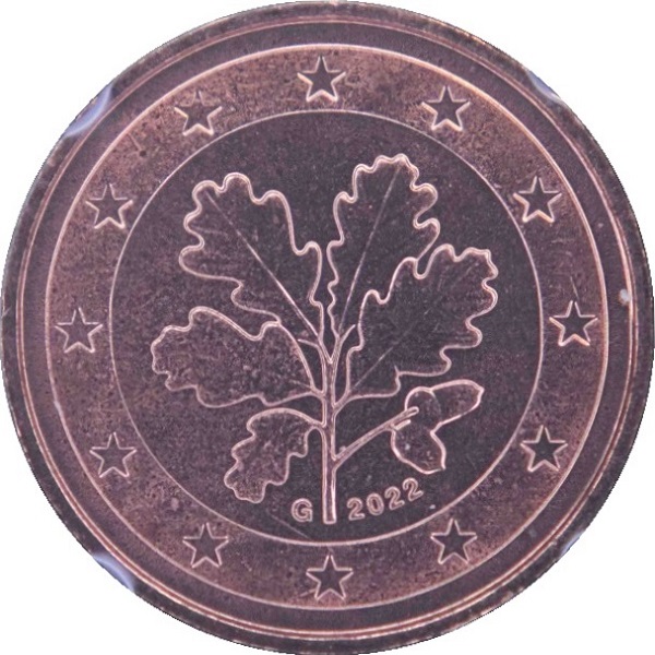 Германия 1 Евро цент (2022) "G" KM#