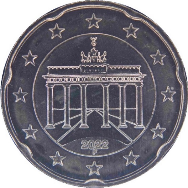 Германия 20 Евро цент (2022) "F" KM#