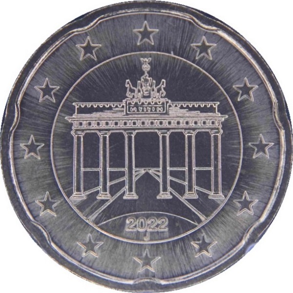 Германия 20 Евро цент (2022) "J" KM#