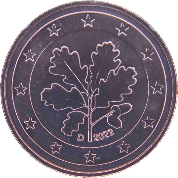 Германия 5 Евро цент (2022) "D" KM#
