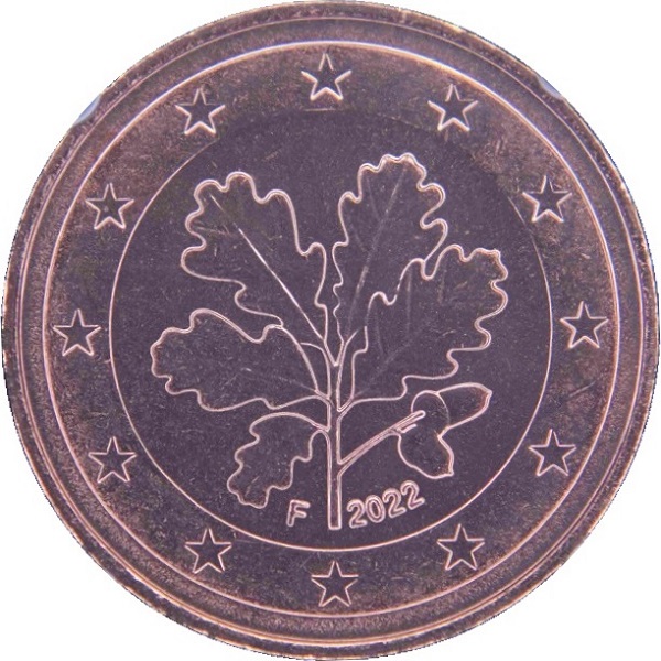 Германия 5 Евро цент (2022) "F" KM#