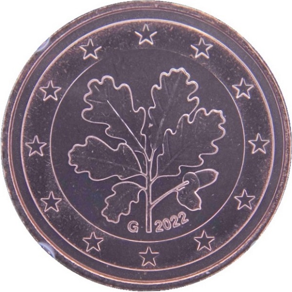 Германия 5 Евро цент (2022) "G" KM#