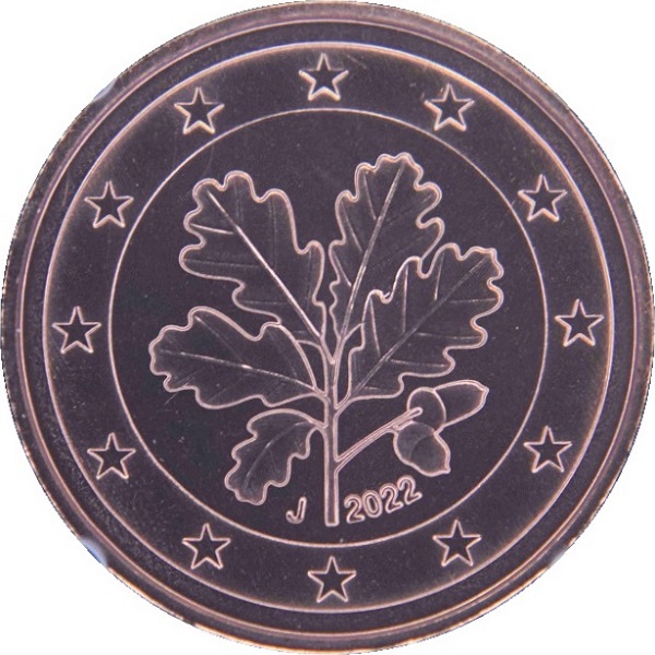 Германия 5 Евро цент (2022) "J" KM#