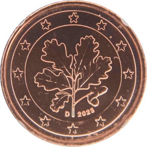 Германия 1 Евро цент (2023) "D" KM#