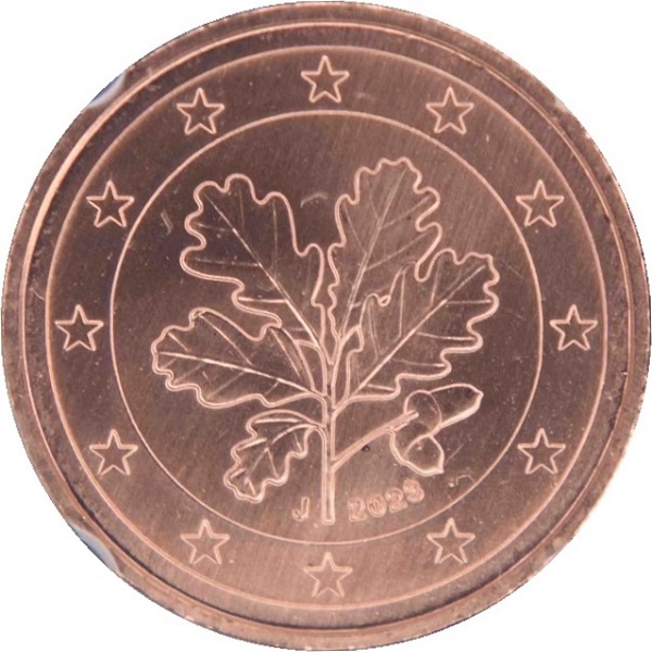 Германия 1 Евро цент (2023) "J" KM#