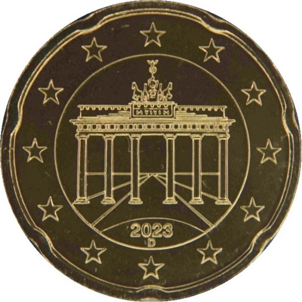 Германия 20 Евро цент (2023) "D" KM#