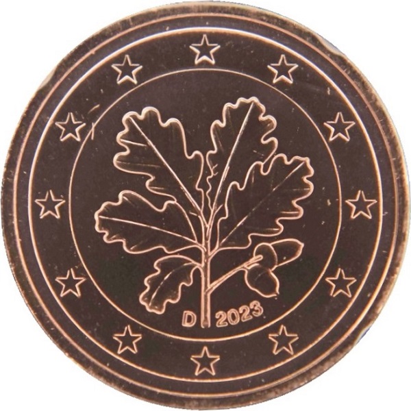 Германия 2 Евро цент (2023) "D" KM#