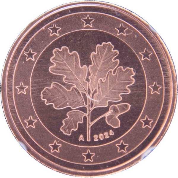 Германия 1 Евро цент (2024) "A" KM#