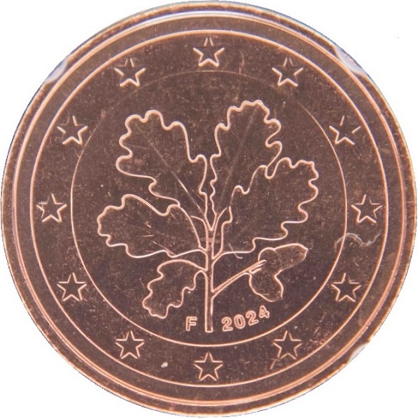 Германия 1 Евро цент (2024) "F" KM#