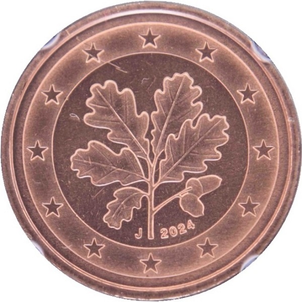 Германия 1 Евро цент (2024) "J" KM#
