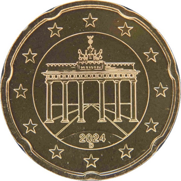 Германия 20 Евро цент (2024) "D" KM#