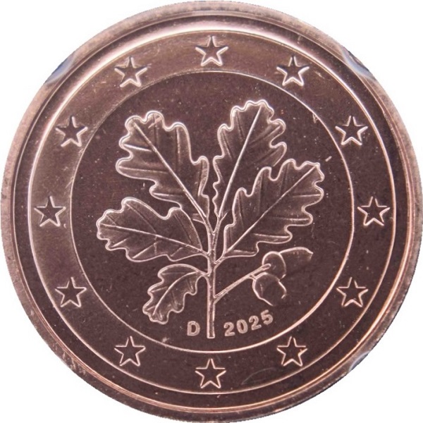 Германия 1 Евро цент (2025) "D" KM#