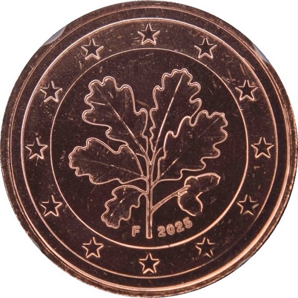 Германия 1 Евро цент (2025) "F" KM#