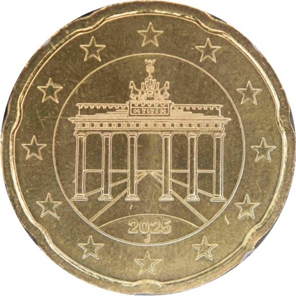 Германия 20 Евро цент (2025) "J" KM#