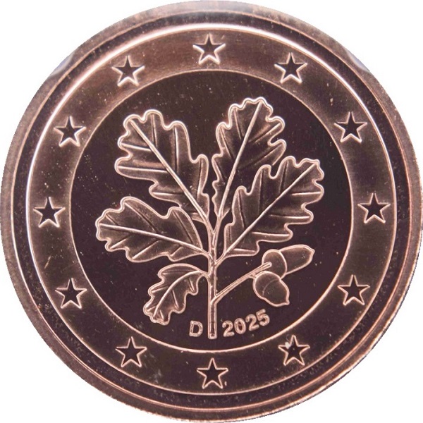 Германия 2 Евро цент (2025) "D" KM#