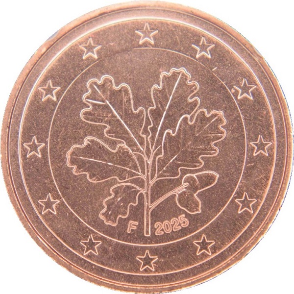 Германия 5 Евро цент (2025) "F" КМ#