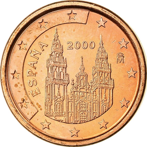 Spain 1 Euro cent (2000) KM#