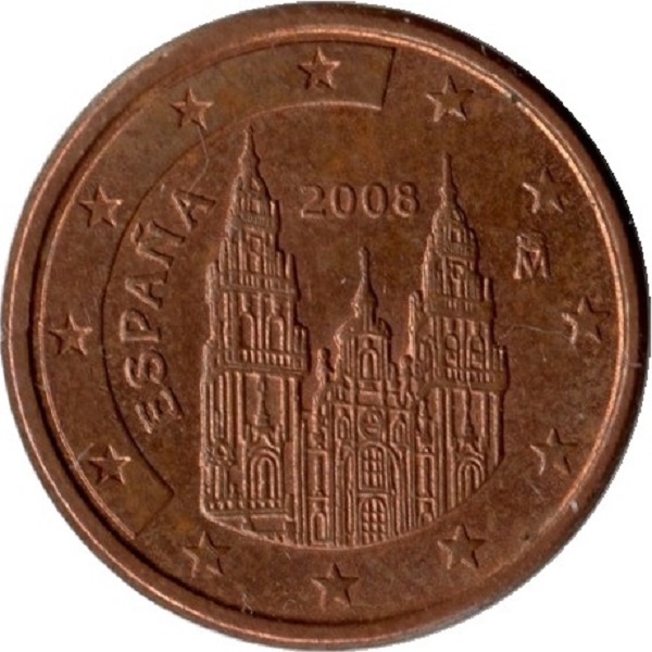 Spain 1 Euro cent (2008) KM#