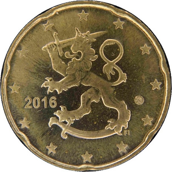 Финляндия 20 Евро цент (2016) KM#