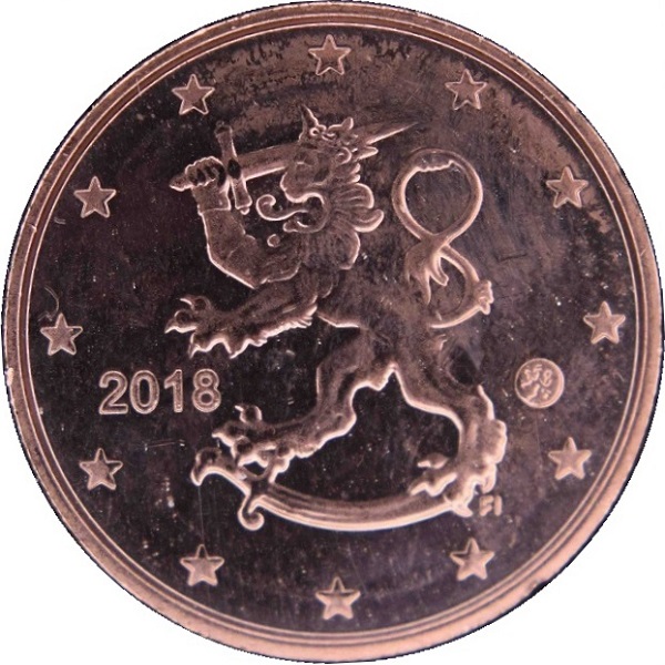 Финляндия 1 Евро цент (2018) KM#