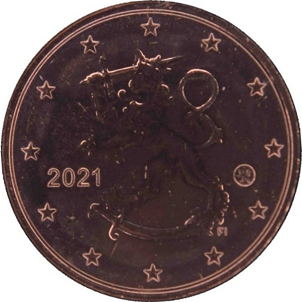 Финляндия 1 Евро цент (2021) KM#