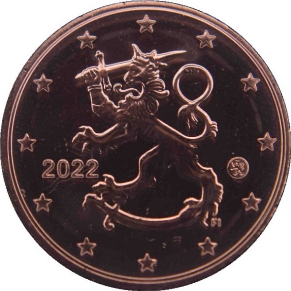 Финляндия 1 Евро цент (2022) KM#