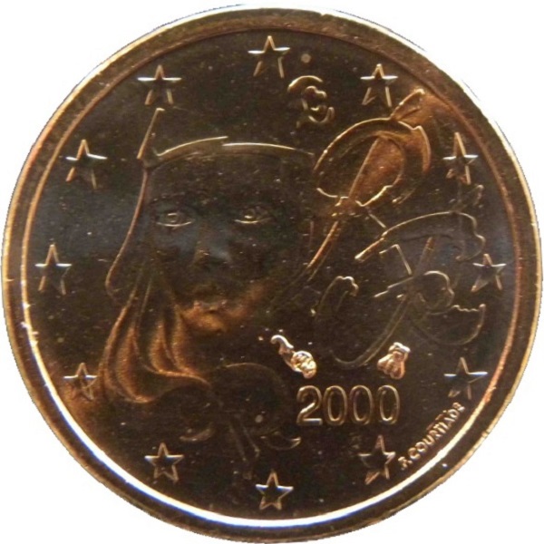 France 1 Euro cent (2000) KM#