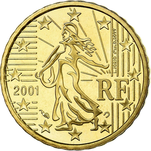 Франция 10 Евро цент (2001) KM#