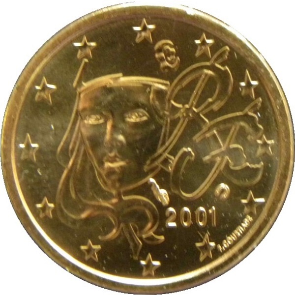 Франция 1 Евро цент (2001) KM#