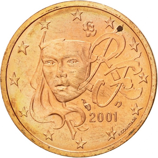 Франция 2 Евро цент (2001) KM#