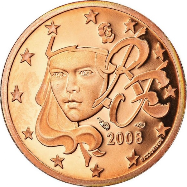 Франция 2 Евро цент (2008) KM#