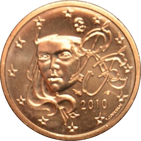 Франция 1 Евро цент (2010) KM#