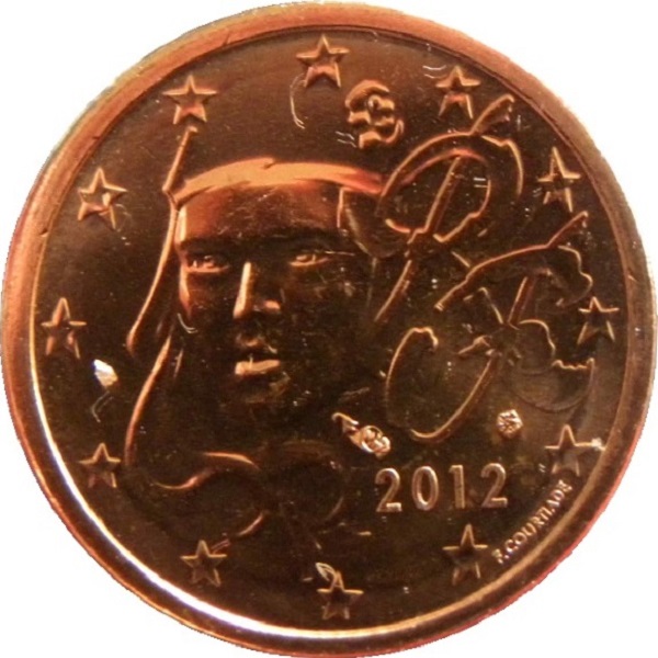 Франция 1 Евро цент (2012) KM#