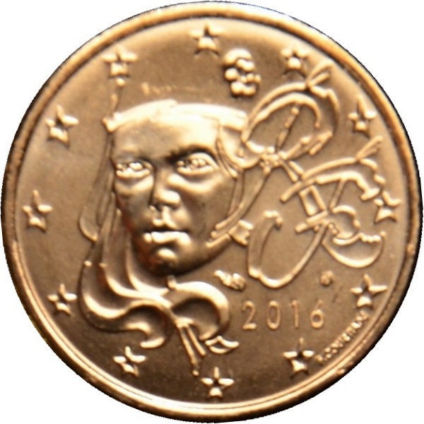 Франция 1 Евро цент (2016) KM#