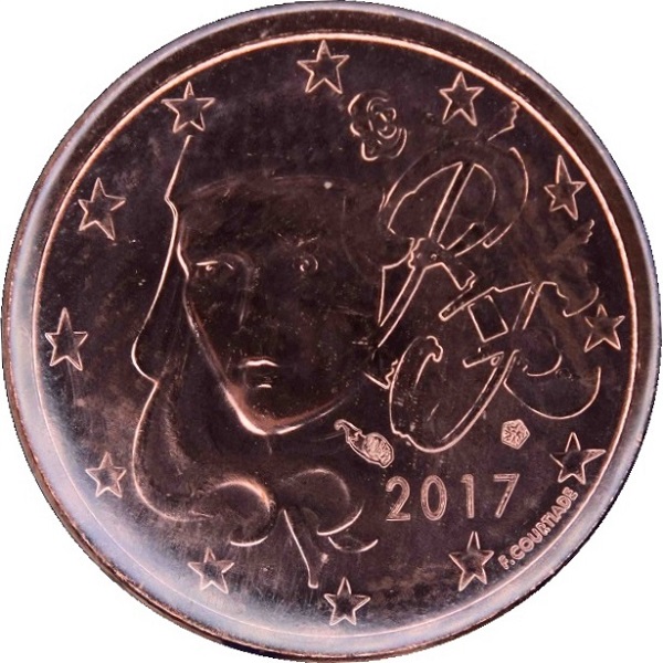 Франция 1 Евро цент (2017) KM#