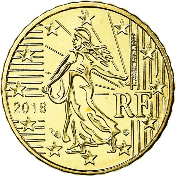 Франция 10 Евро цент (2018) KM#