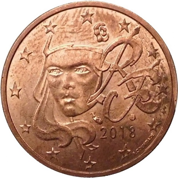 Франция 2 Евро цент (2018) KM#