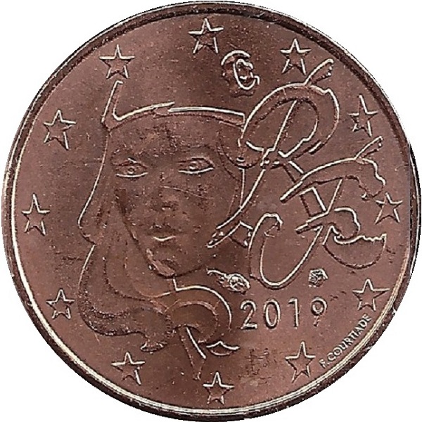 Франция 1 Евро цент (2019) KM#
