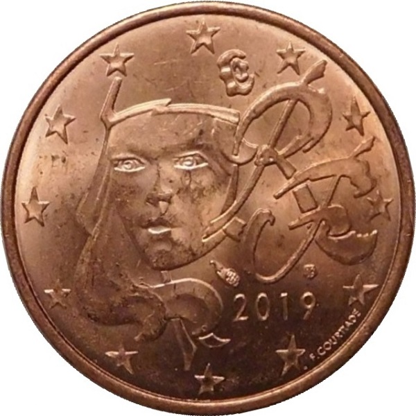 Франция 2 Евро цент (2019) KM#