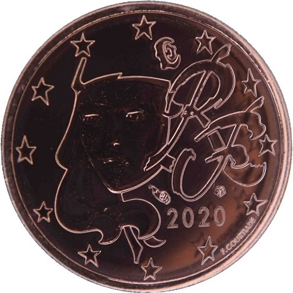 Франция 2 Евро цент (2020) KM#